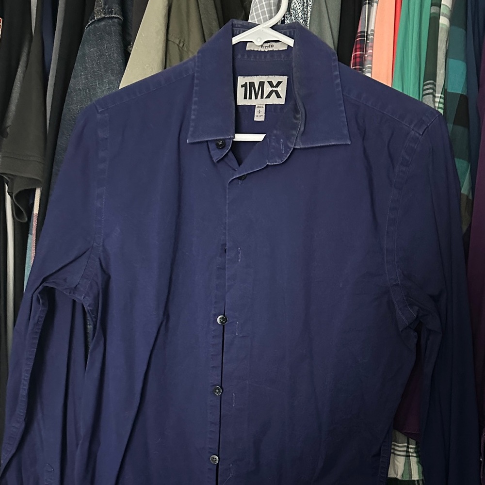 Express Men's Deep Blue / Purple Dress Shirt